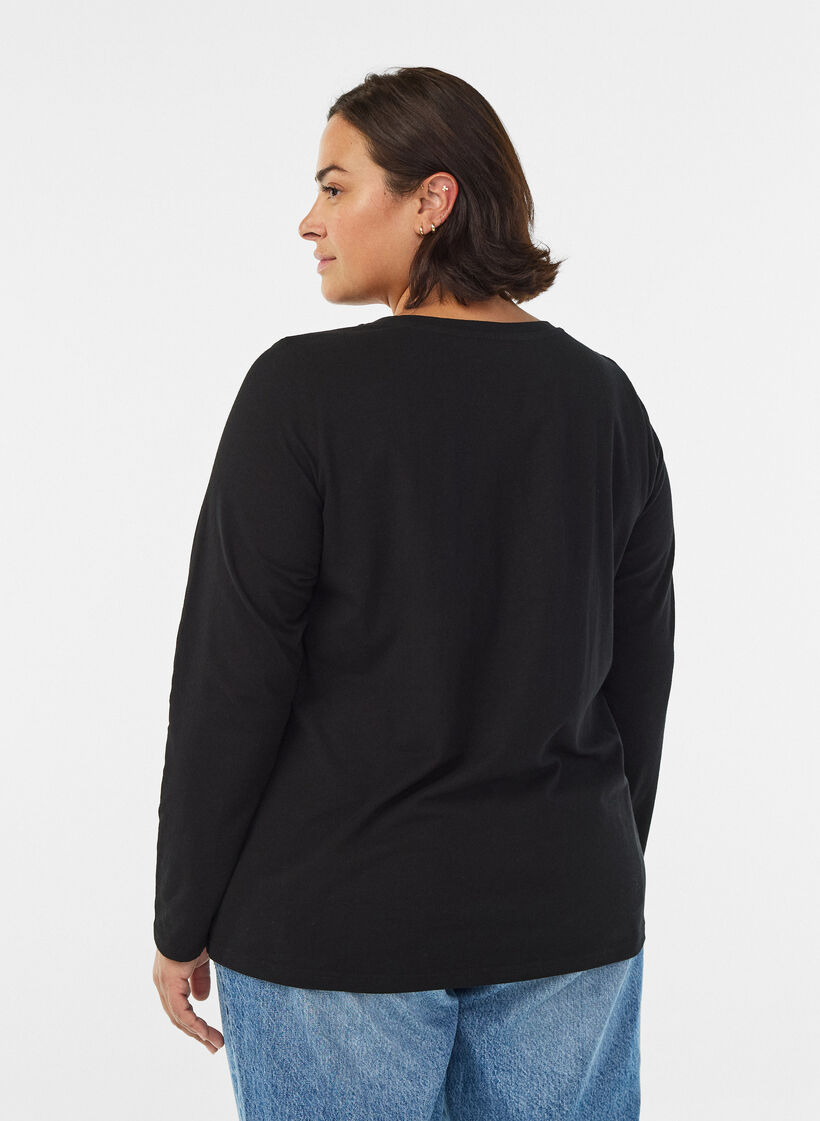 Basic Top aus Jersey mit langen Ärmeln, Schwarz, Model image number 2