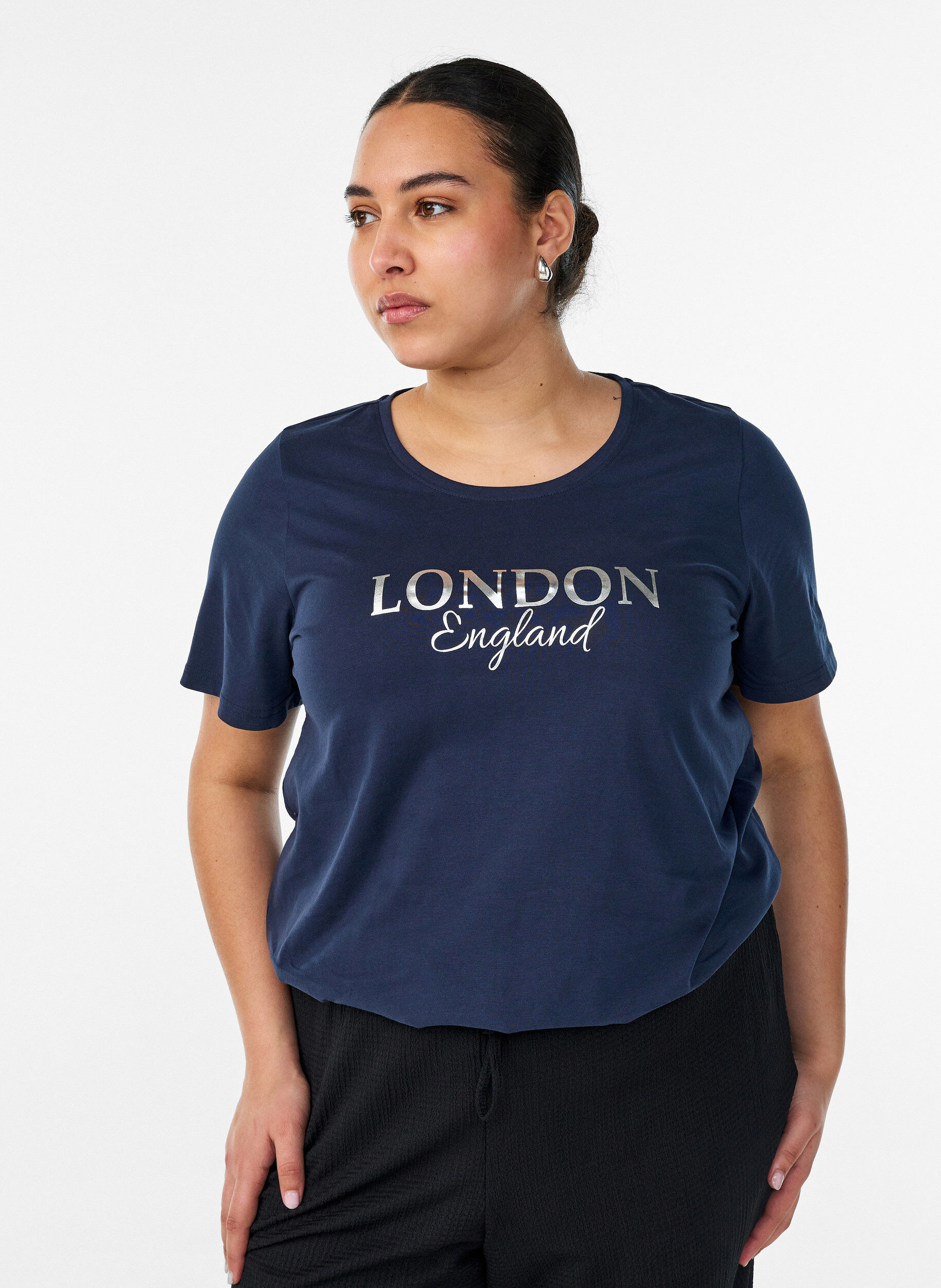 T-Shirt mit Print, Blau, Model
