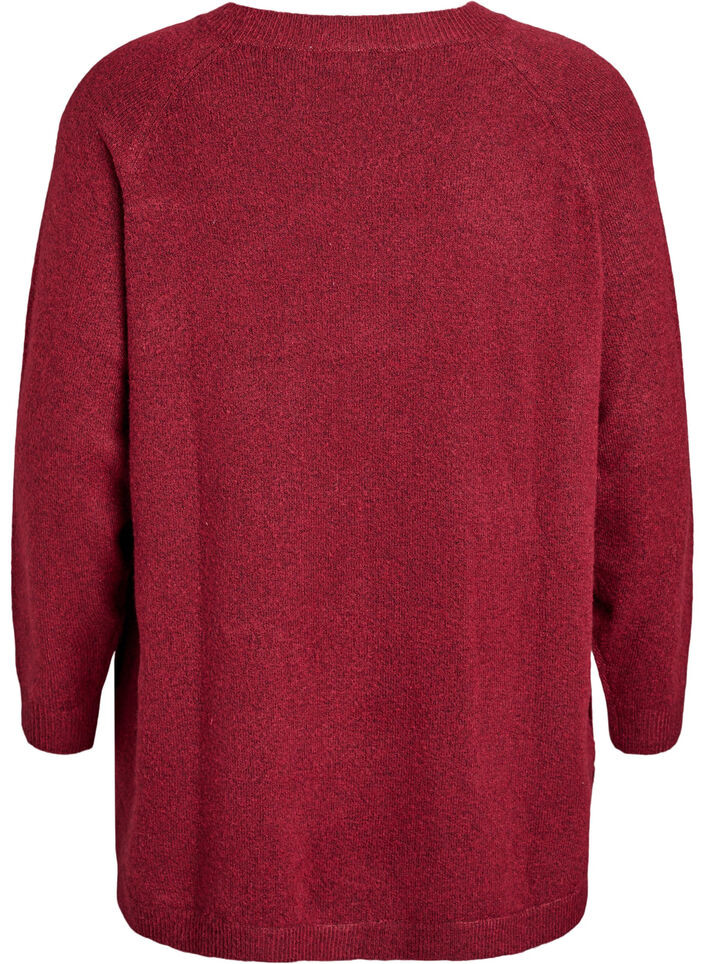 Lange Strickbluse mit Kugelkn&ouml;pfen, Dunkles Bordeaux, Packshot image number 1