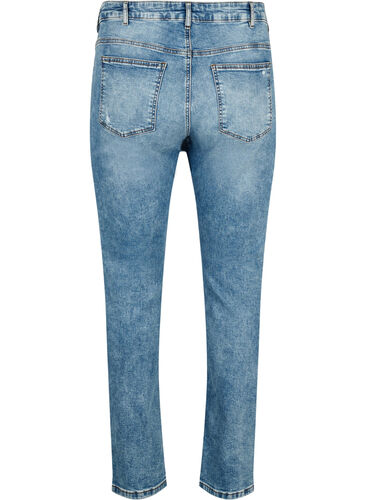 Emily Jeans mit regulärer Taille und Destroy-Effekt, Blue denim, Packshot image number 1