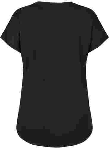 Kurzarm Trainingsshirt mit V-Ausschnitt, Black, Packshot image number 1