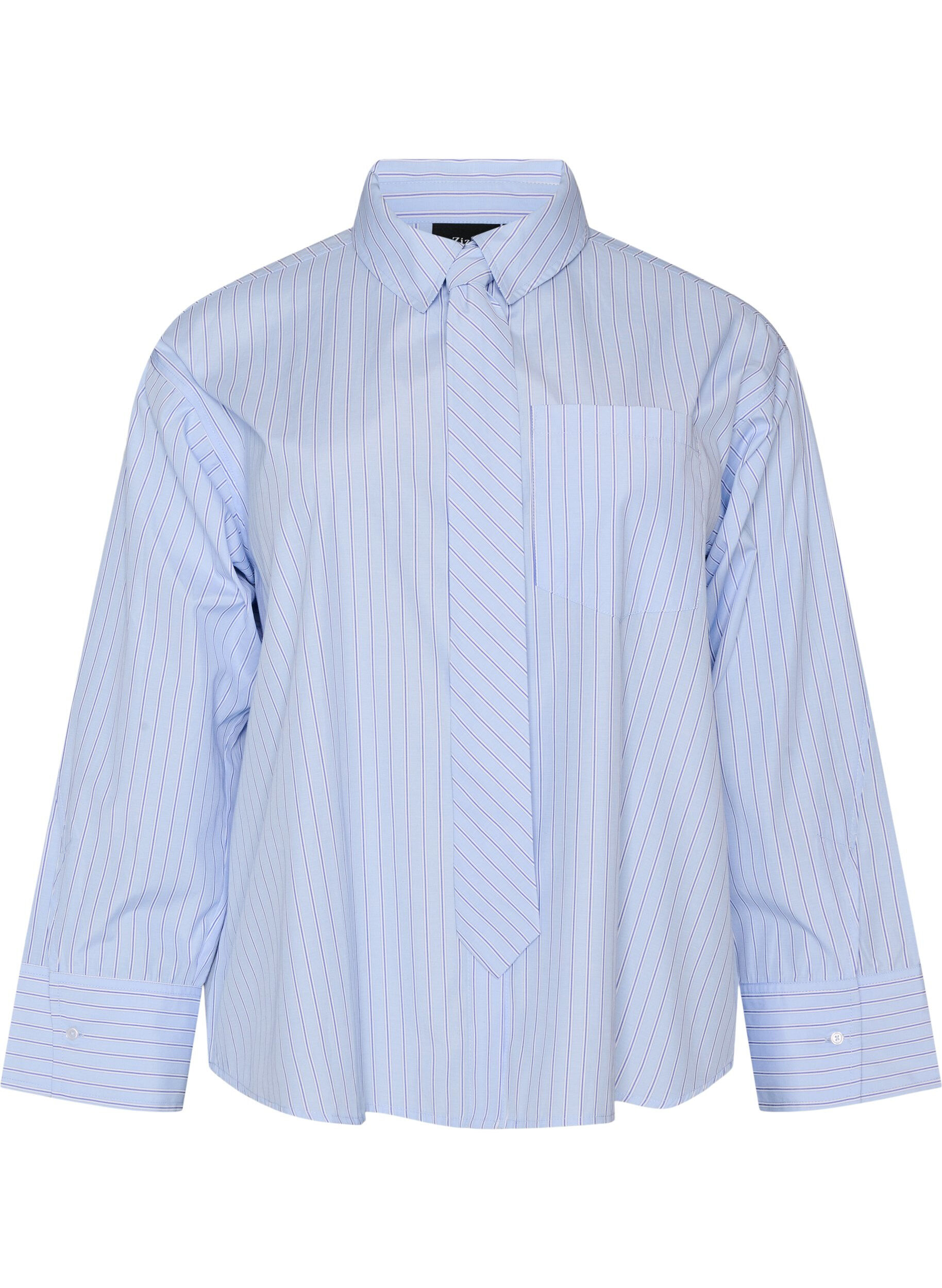 ZizziLockere Bluse mit Bindeband, Blau, Packshot image number 0