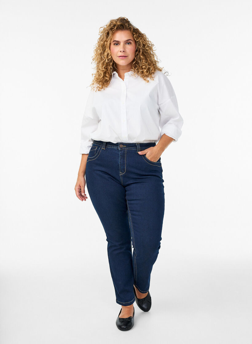 Slim Fit Vilma Jeans mit hoher Taille, Blau, Model image number 0