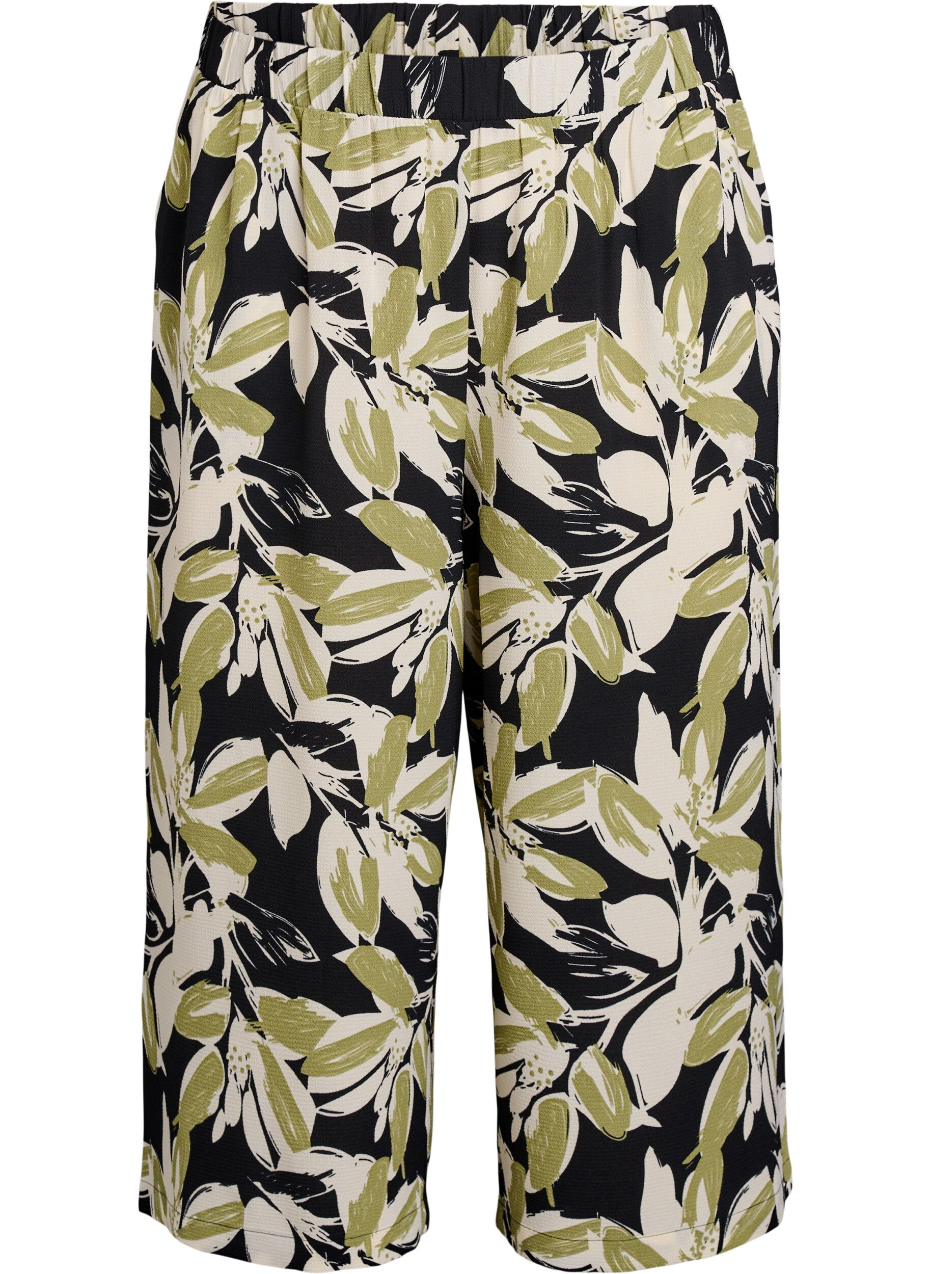 Zizzi Culotte-Hose mit Print, Schwarz, Packshot image number 0