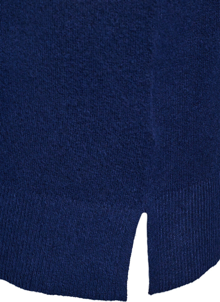 Gestricktes Minikleid mit gewelltem Saum und Schlitzen, Blau, Packshot image number 3