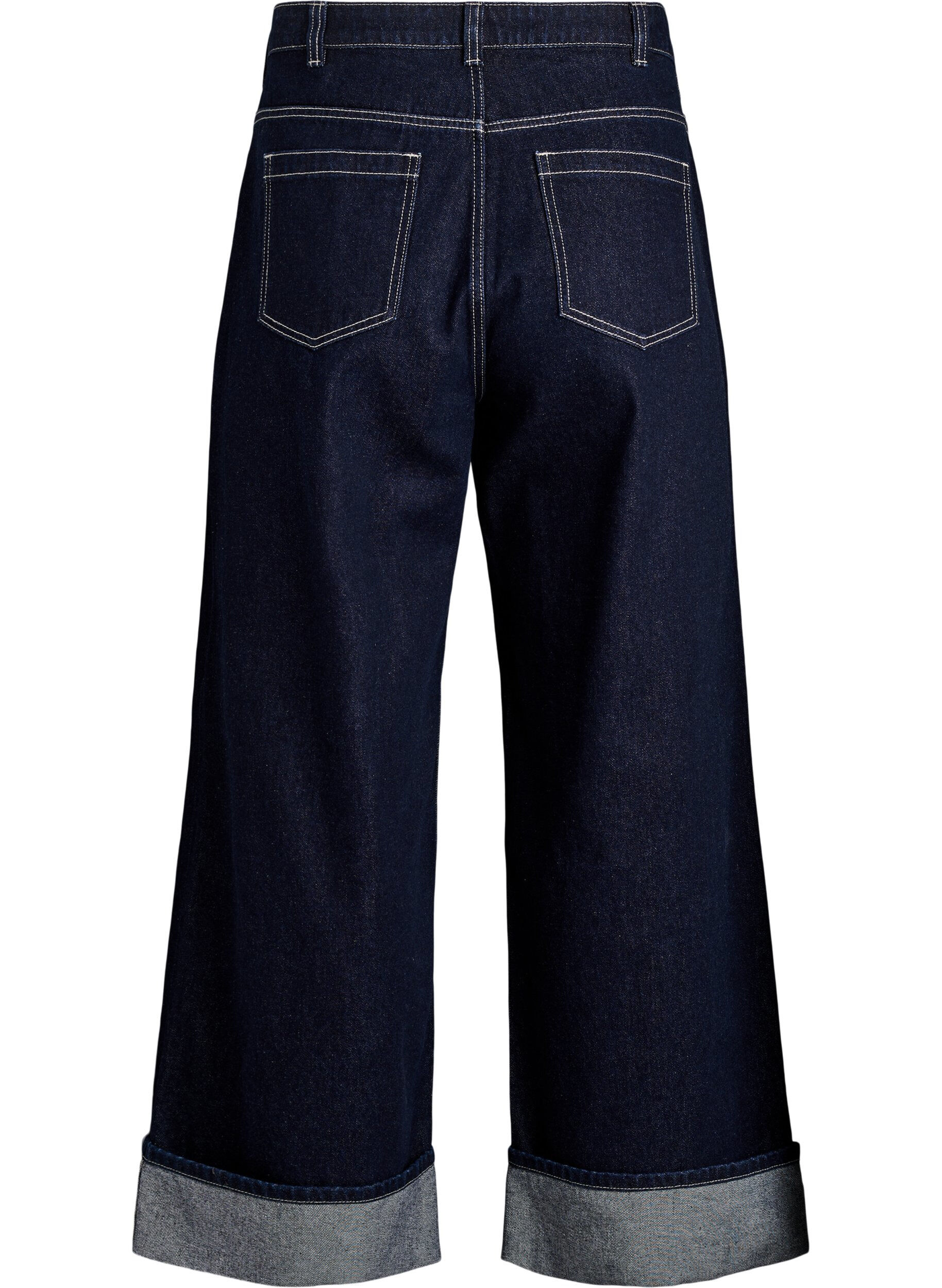 ZizziJeans in weiter Passform mit breitem Umschlag und Kontrastn&auml;hten, Blau, Packshot image number 1