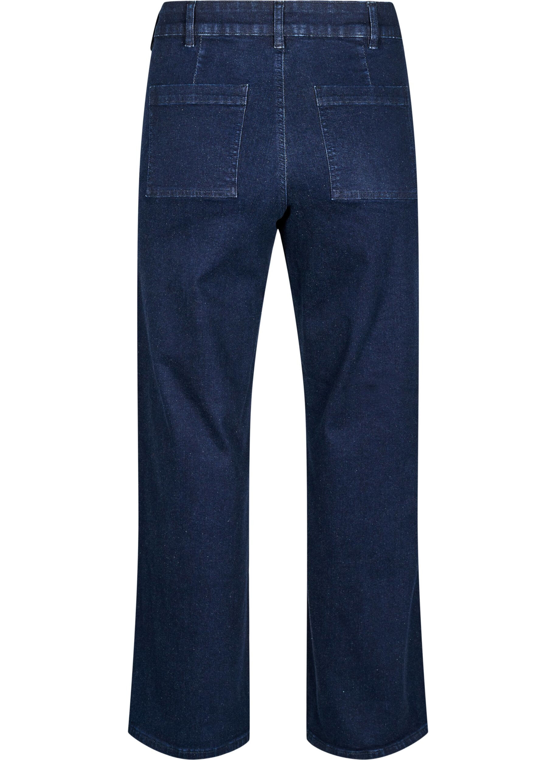 Zizzi Jeans mit hoher Taille und weitem Bein, Blau, Packshot image number 1