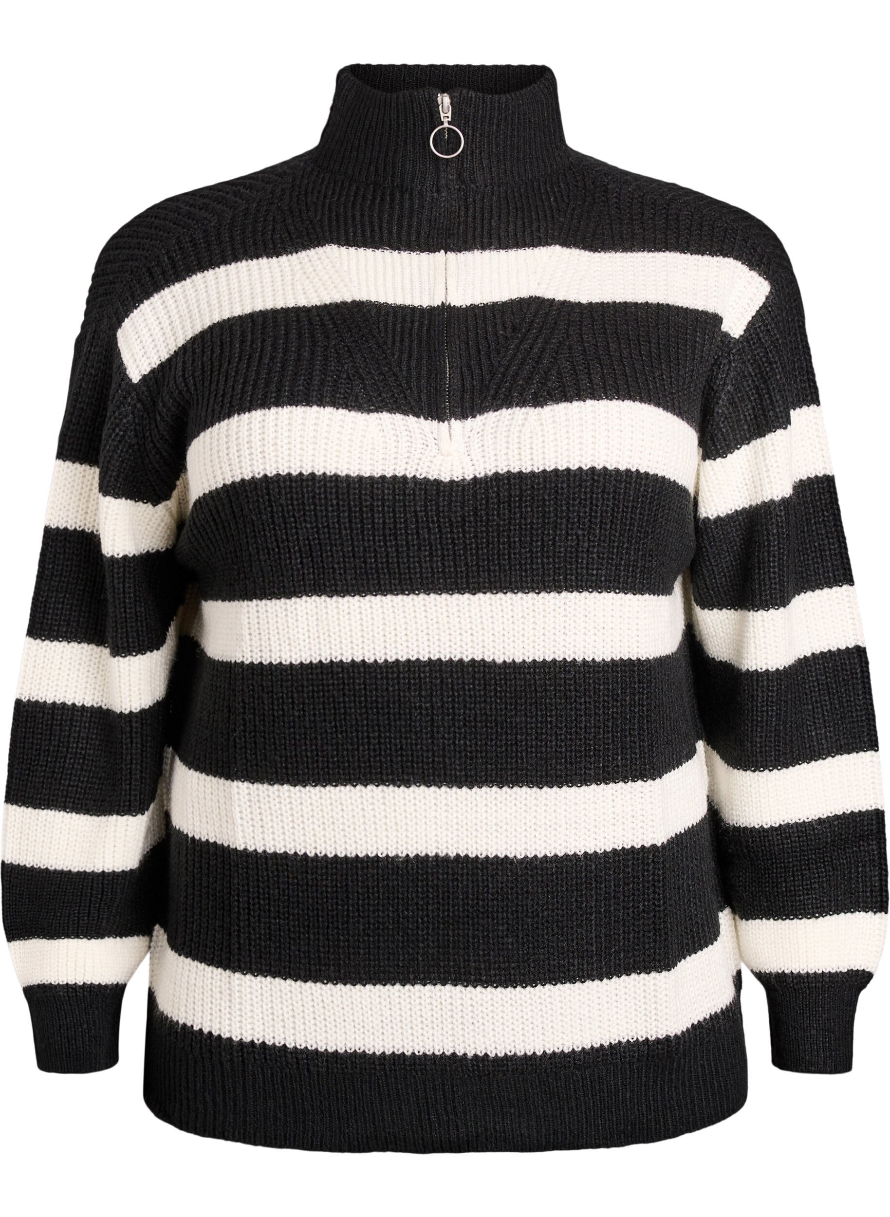 FLASH - Strickpullover mit hohem Kragen und Rei&szlig;verschluss