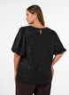 Paillettenbluse mit Ballon&auml;rmeln, Schwarz, Model image number 2