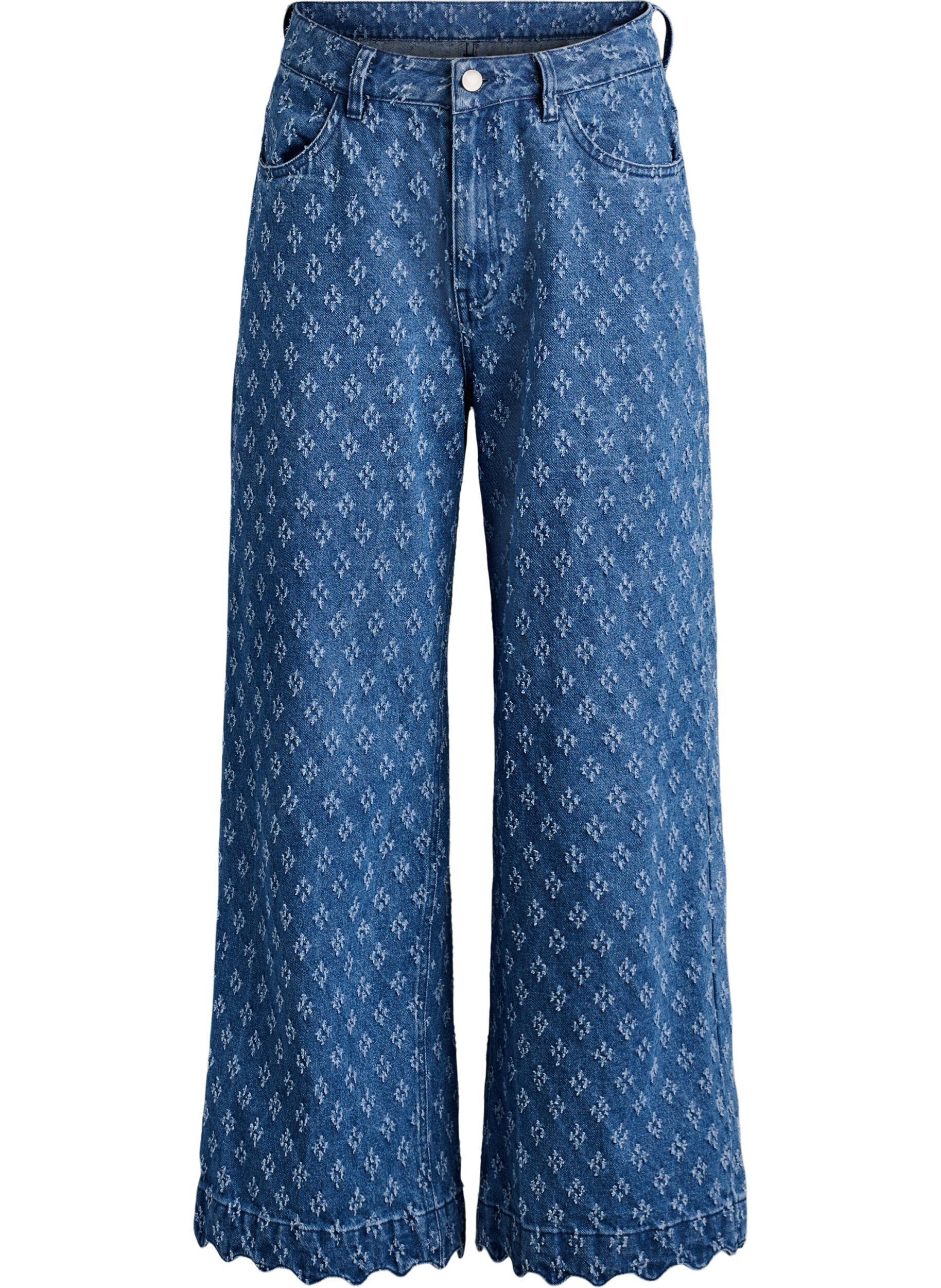 ZizziMyra Jeans mit weiter Passform und abgenutzter Optik, Blau, Packshot image number 0
