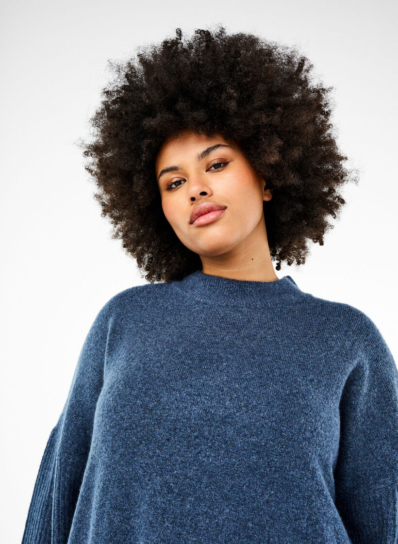 Lange Strickbluse mit langen Ärmeln, Bering Sea Mel., Image image number 0