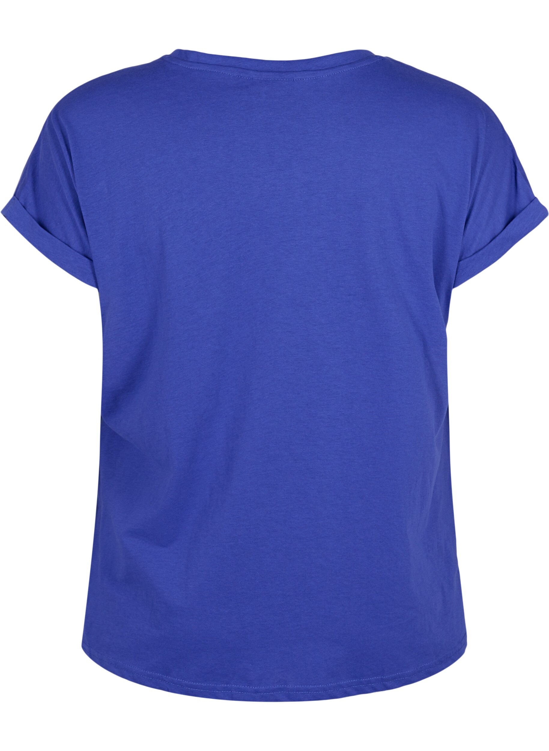 Zizzi T-Shirt aus Baumwollmischung mit kurzen &Auml;rmeln, Blau, Packshot image number 1