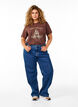 Jeans mit weitem Bein und hohem Bund, Blau, Model image number 0