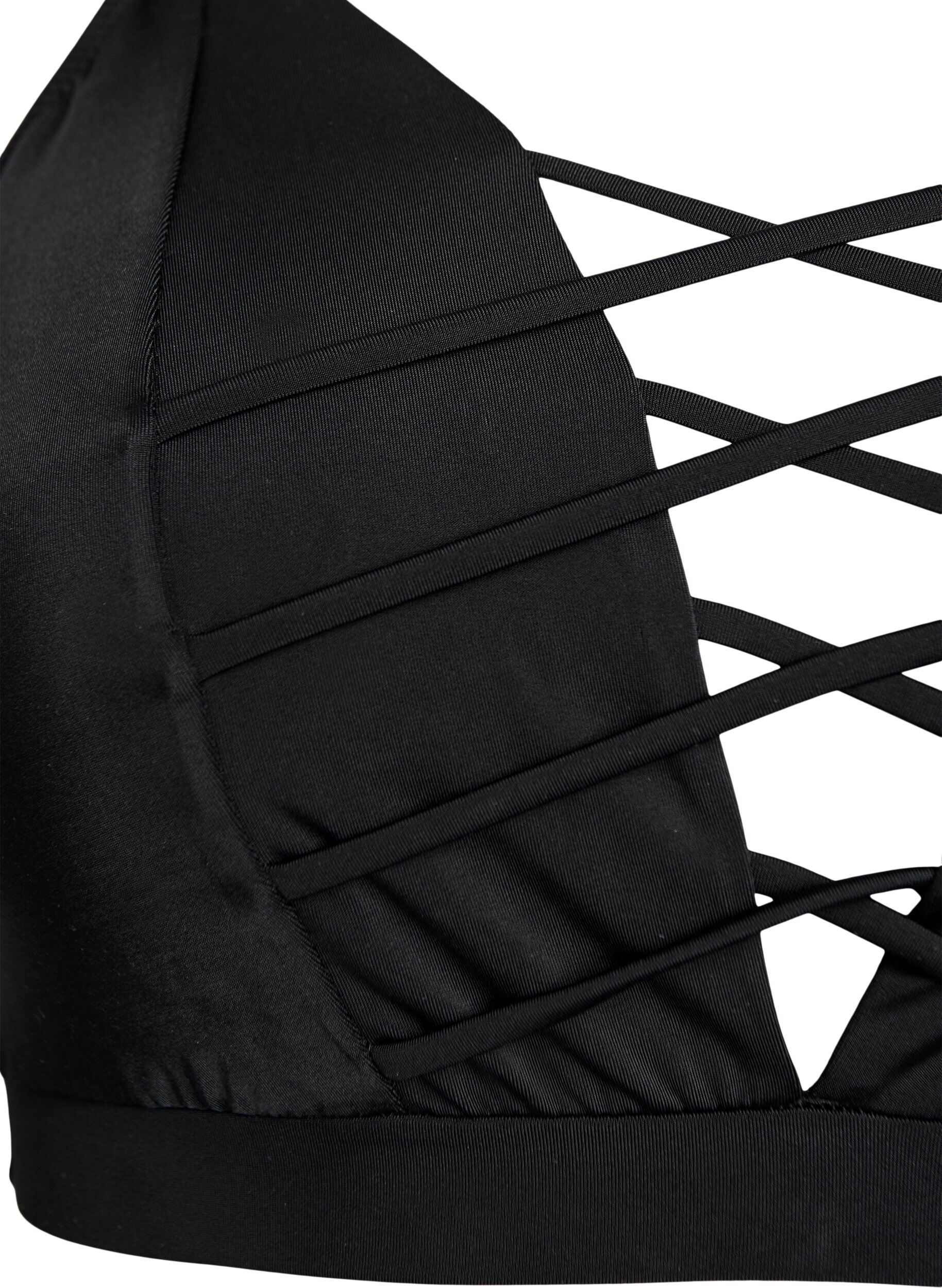 Zizzi Bikini-Top mit B&auml;nder-Details, Schwarz, Packshot image number 2
