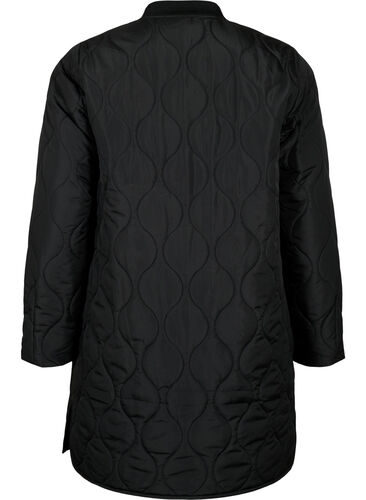 Langer gefütterter Jacke mit Taschen und Reißverschluss, Black, Packshot image number 1