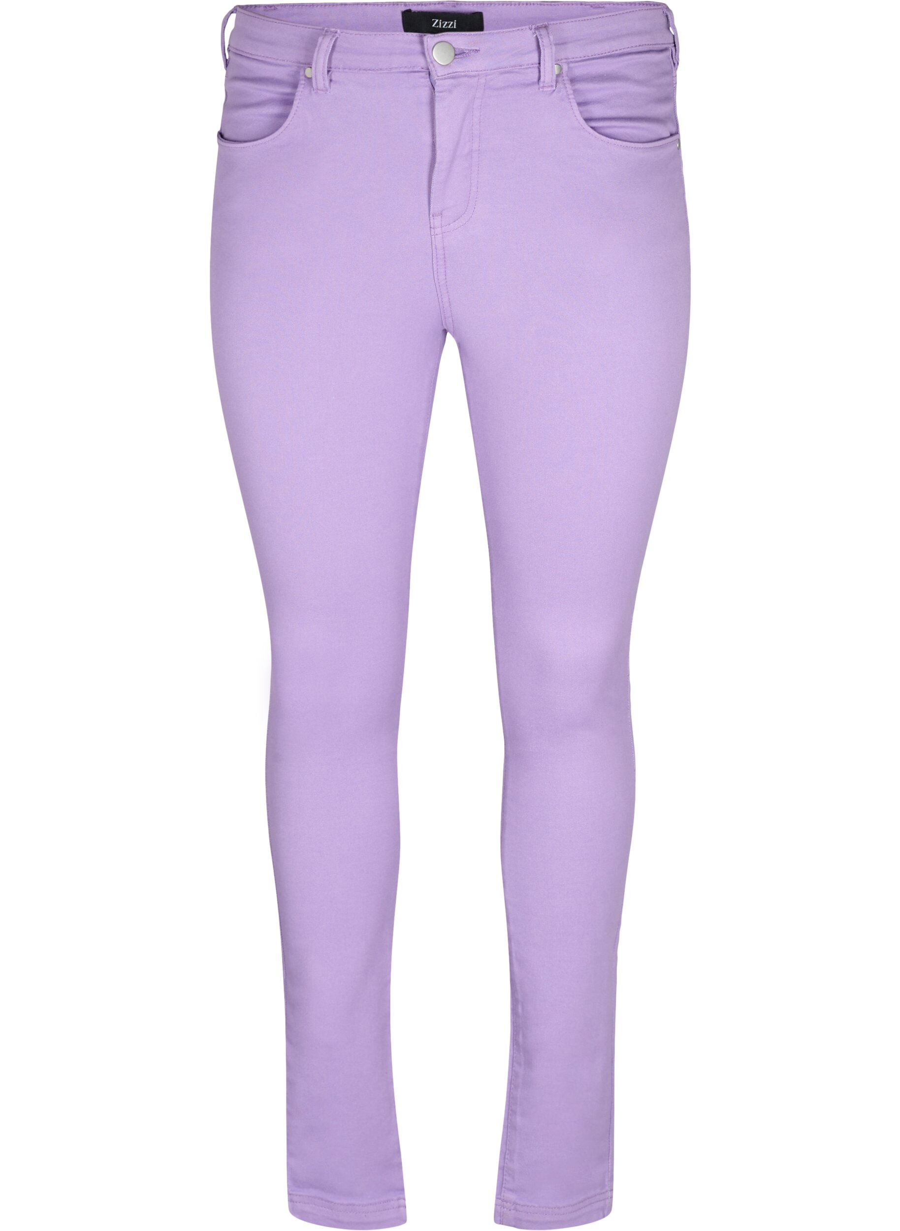 Zizzi Hochtaillierte Amy jeans in Super Slim Fit, Chalk Violet, Packshot image number 0