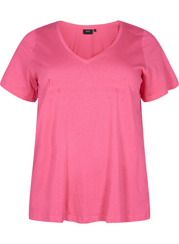 Nachtwäsche Shirt aus Baumwolle mit Print, Hot Pink w. Be, Packshot image number 0