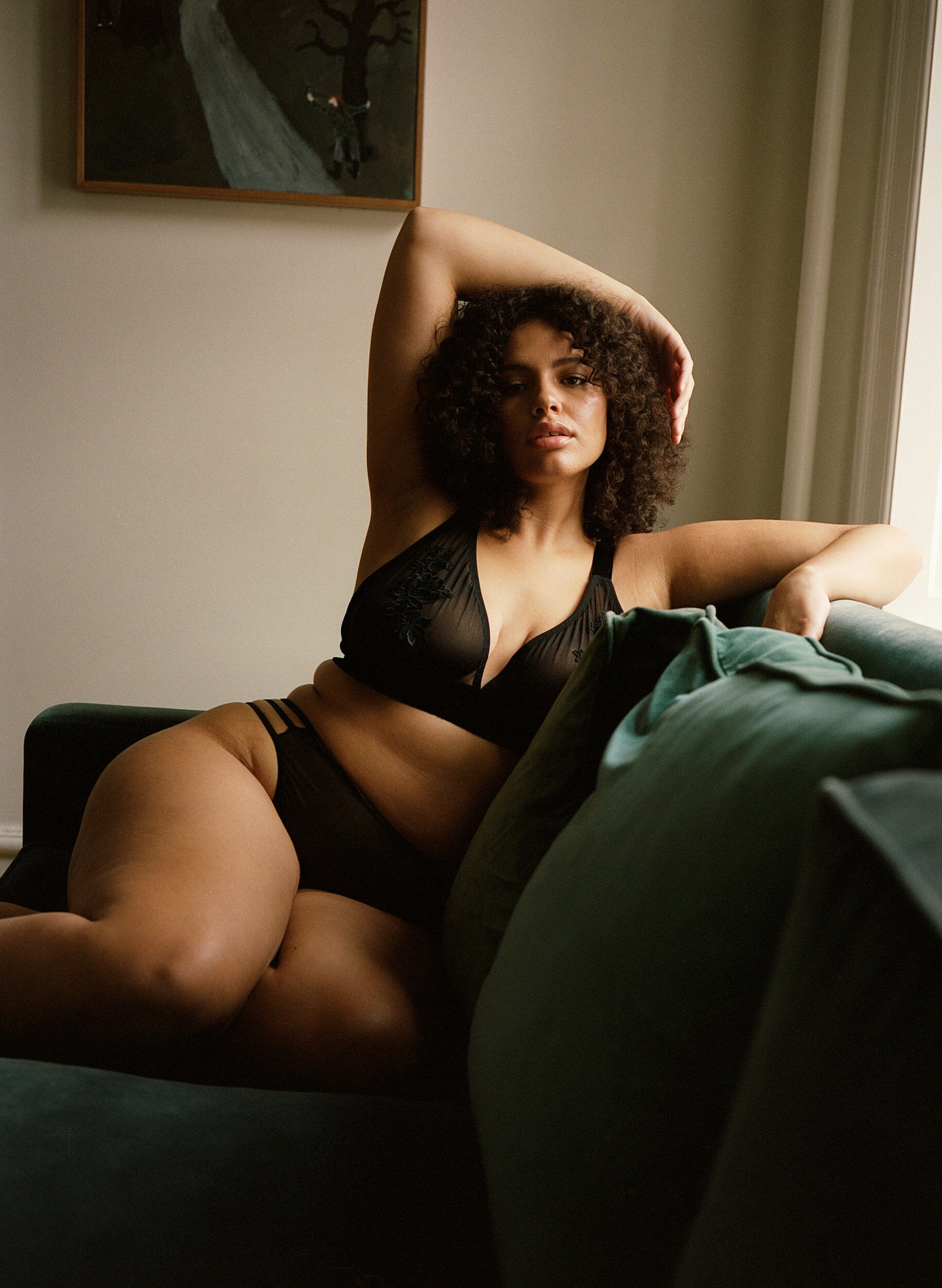 Zizzi Mesh-BH mit Velours und Spitze, Black, Image image number 0