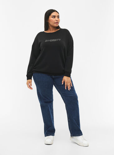 Sweatshirt mit Textdruck, Black, Model image number 2