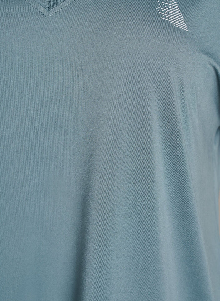 Lockeres Trainings-T-Shirt mit V-Ausschnitt, Grau, Packshot image number 2