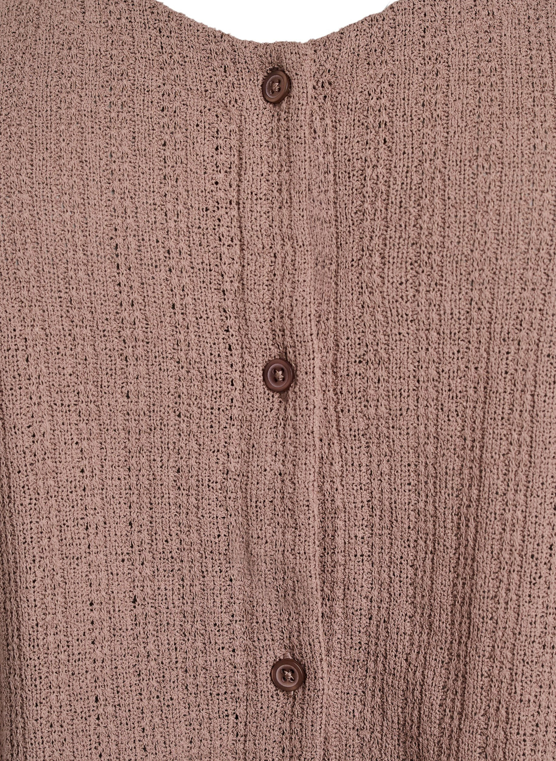 Zizzi Strickjacke aus Jersey mit kurzen &Auml;rmeln, Braun, Packshot image number 2