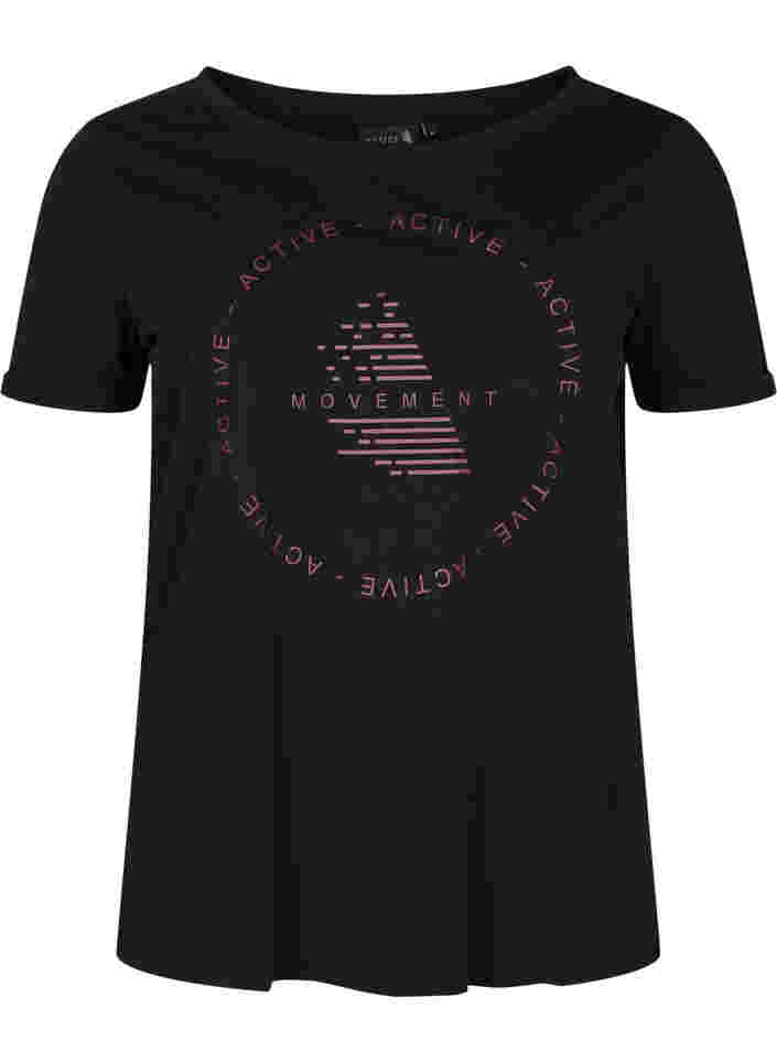Trainings-T-Shirt mit Print, Black w. copper logo, Packshot image number 0