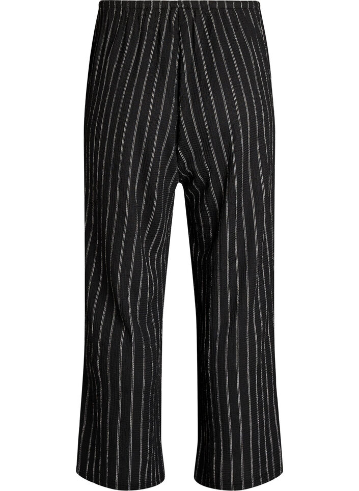 Hose mit weitem Bein aus einem leichten strukturierten Stoff, Schwarz, Packshot image number 1