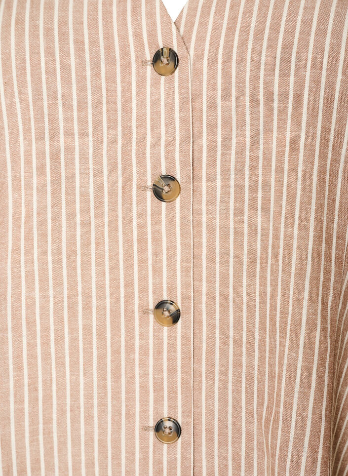Gestreifte Weste aus Leinen und Viskose, Beige, Packshot image number 2