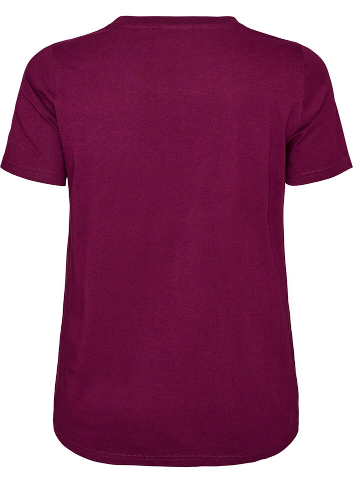T-Shirt aus Bio-Baumwolle mit Text aus Velours, Lila, Packshot image number 1
