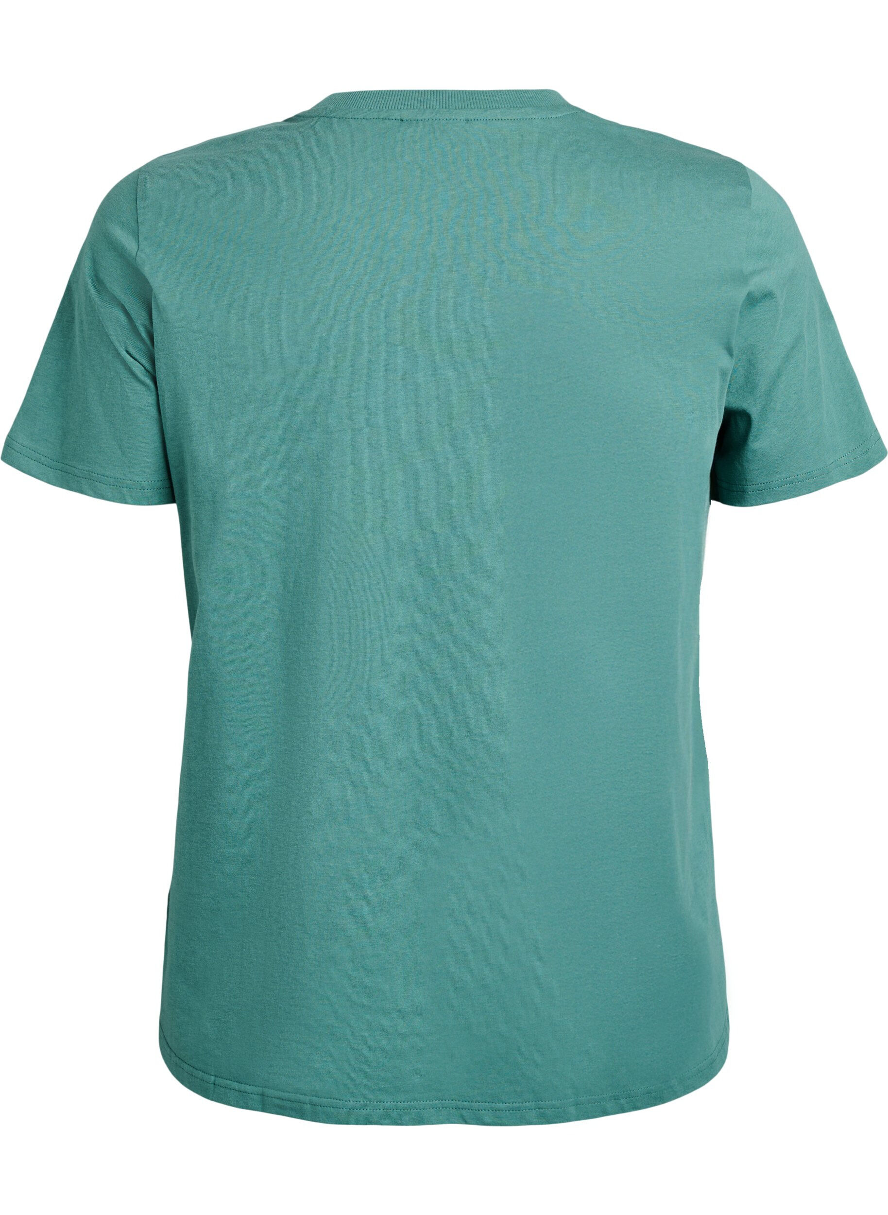 Zizzi Basic-T-Shirt aus Baumwolle mit Rundhalsausschnitt, Gr&uuml;n, Packshot image number 1