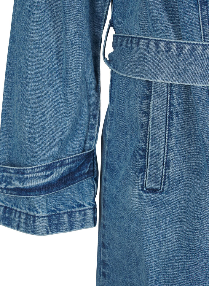 Denim-Trenchcoat mit Gürtel, Blue Denim, Packshot image number 2