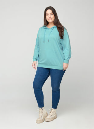 Sweatshirt mit Kapuze und Tasche, Cameo Blue, Model image number 2