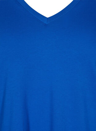 T-Shirt aus Bio-Baumwolle mit V-Ausschnitt, Princess Blue, Packshot image number 2