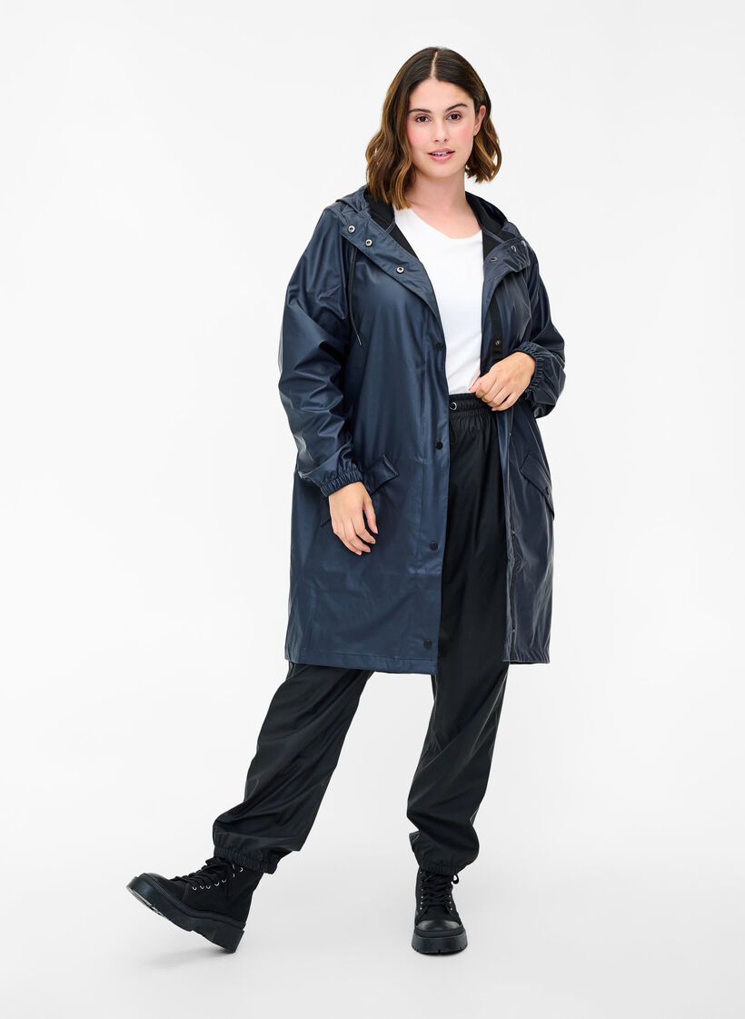 Regenjacke mit Kapuze und Knopfverschluss, Night Sky, Model image number 2
