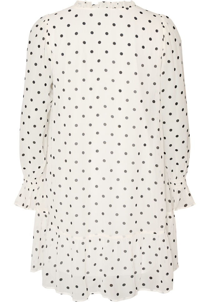 Kleid aus Viskose mit R&uuml;schen und transparenten &Auml;rmeln, Wei&szlig;, Packshot image number 1