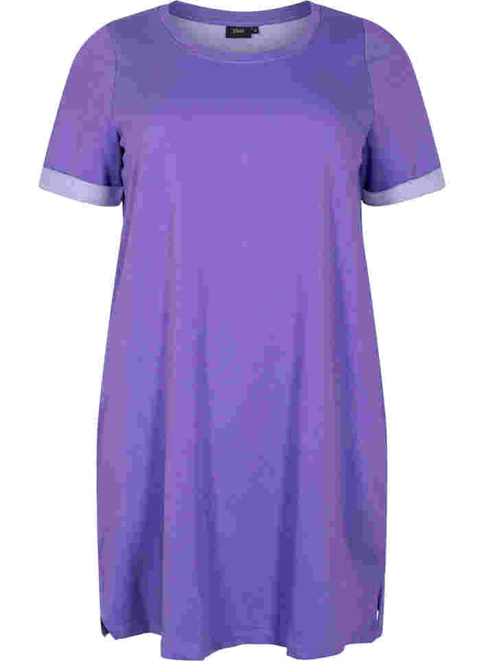 Sweatshirtkleid mit kurzen Ärmeln und Schlitzen, Ultra Violet, Packshot image number 0