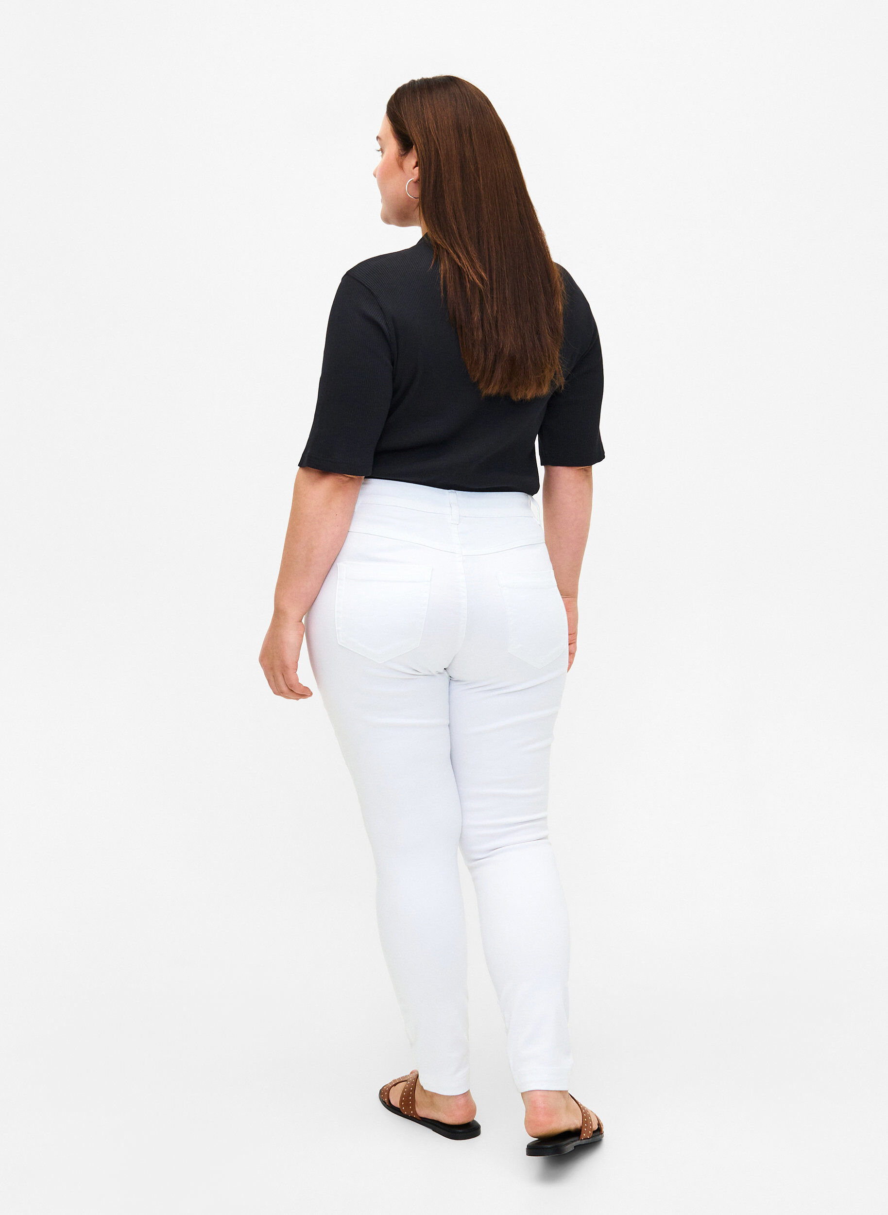 Zizzi Viona Jeans mit normaler Taille, Wei&szlig;, Model image number 1