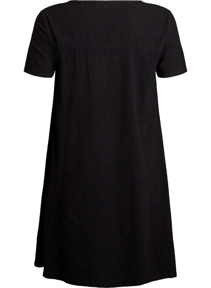 Kurzarm Kleid aus Baumwolle, Schwarz, Packshot image number 1