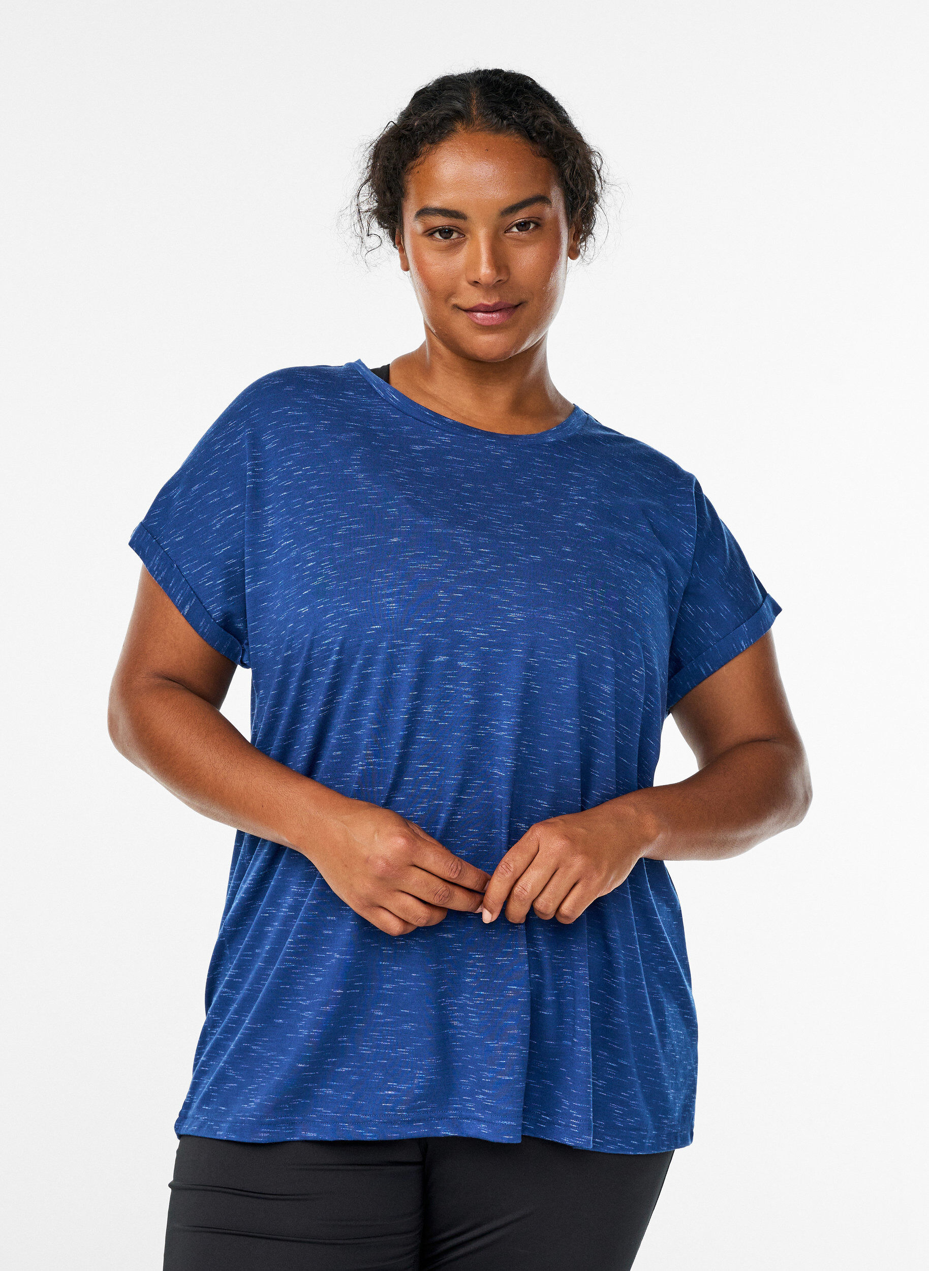 ZizziLockeres Trainingstop mit kurzen &Auml;rmeln, Blau, Model image number 0