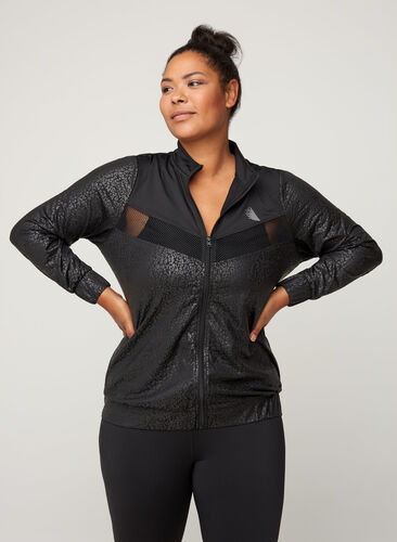 Sportjacke mit Ton-in-Ton-Muster, Black, Model image number 0