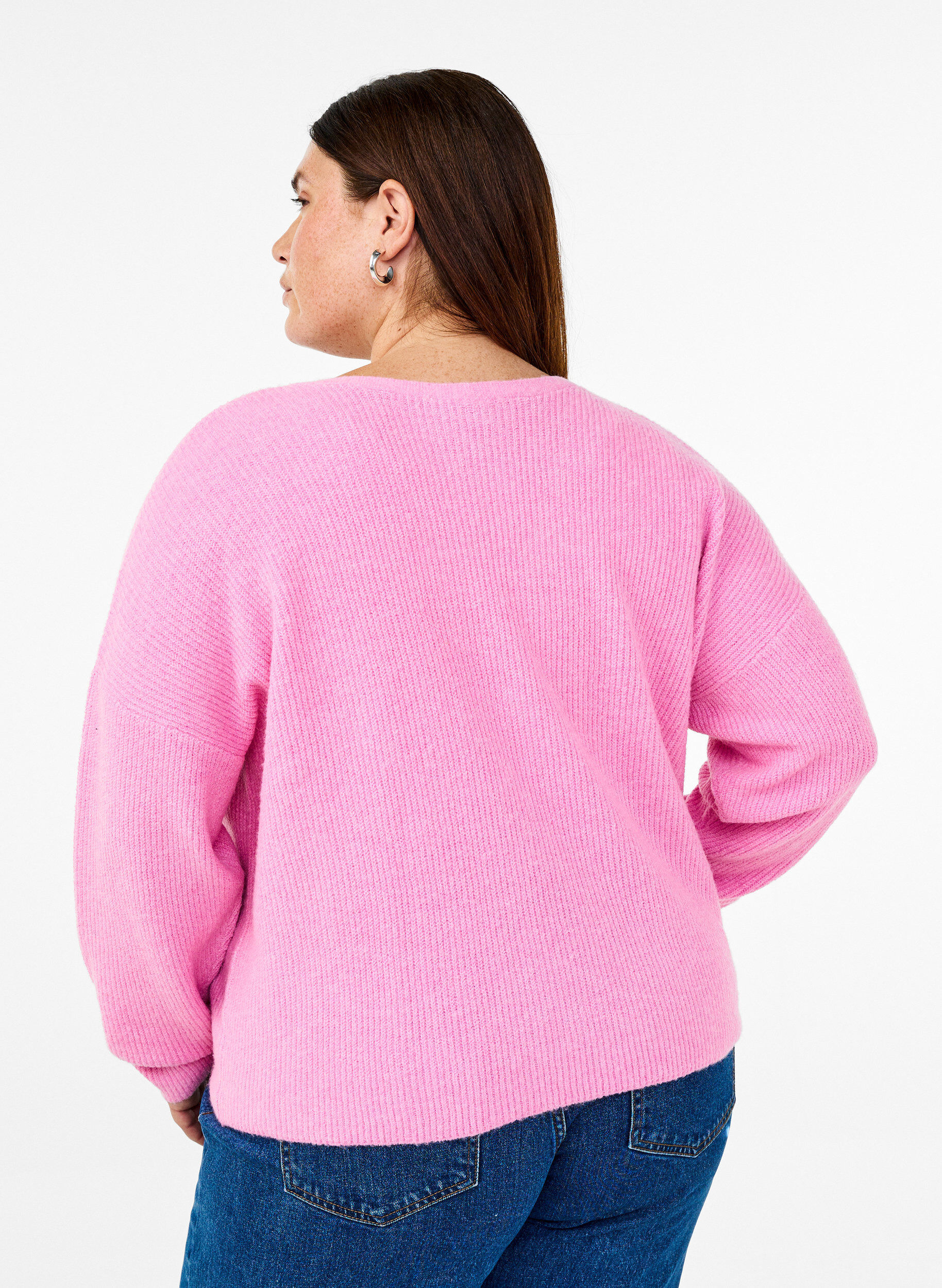 Zizzi Strickjacke mit Bindeg&uuml;rtel, Begonia Pink Mel., Model image number 1