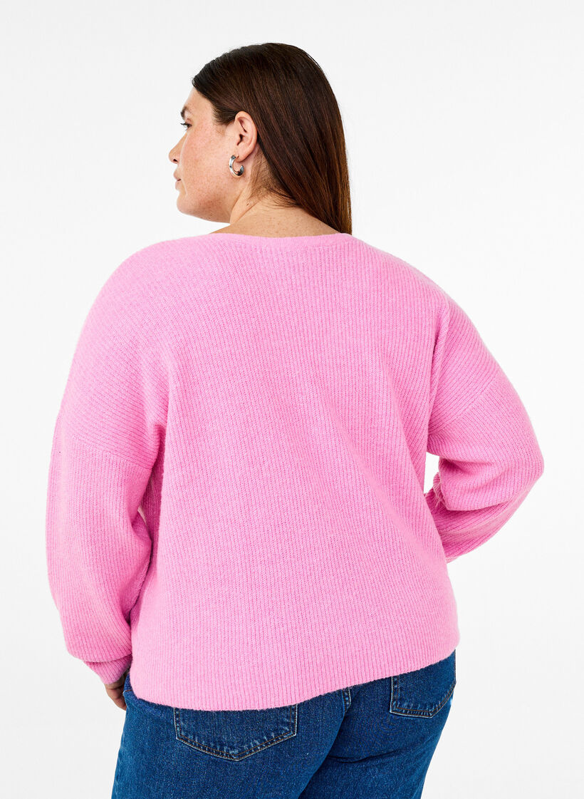 Strickjacke mit Bindegürtel, Begonia Pink Mel., Model image number 1