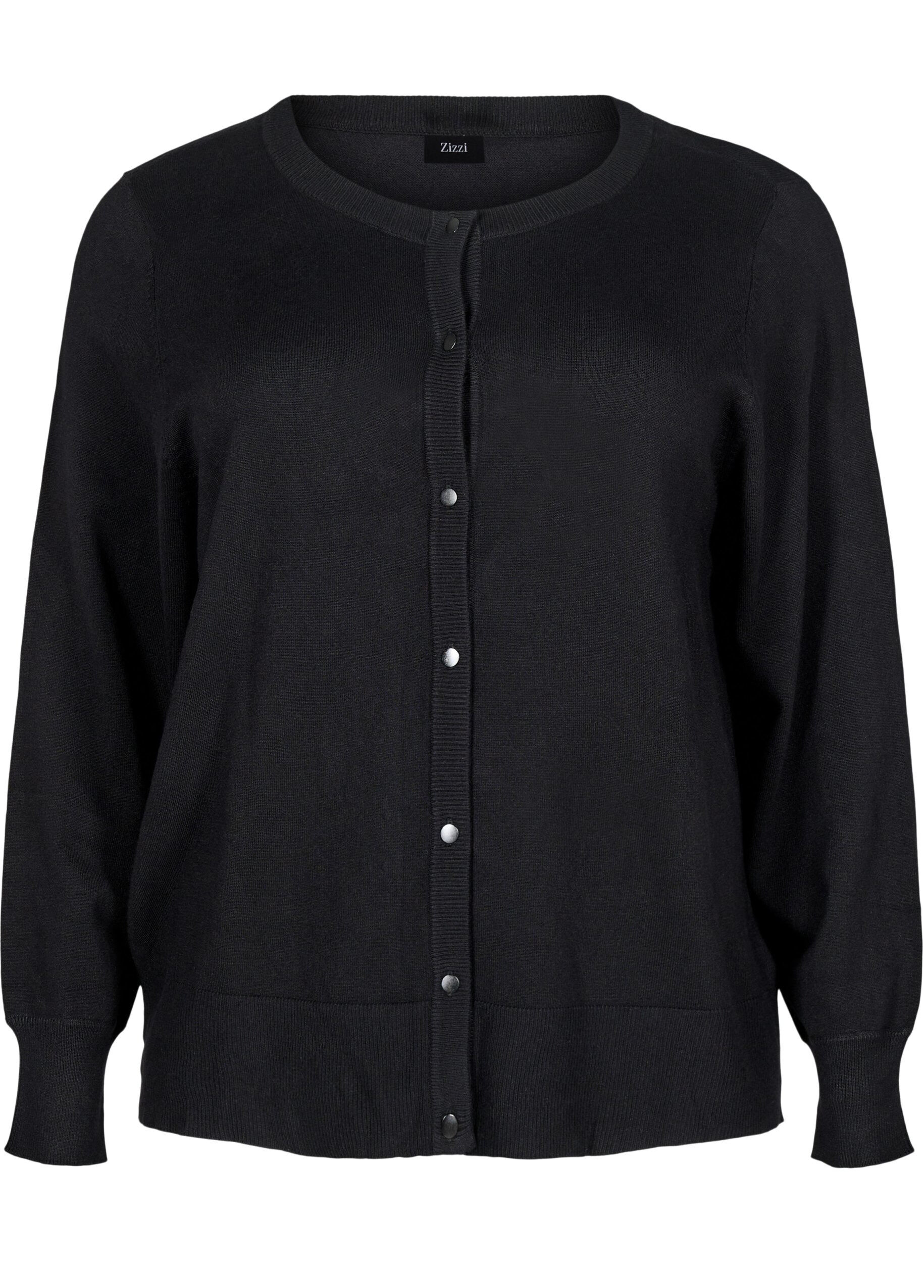 Zizzi Strickjacke mit Kn&ouml;pfen aus Viskosemischung, Black, Packshot image number 0