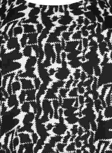 FLASH - Bluse mit kurzen Ärmeln und Print, Black White AOP, Packshot image number 2