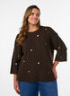 Strickbluse mit kleinen Stickmotiven, Braun, Model image number 0