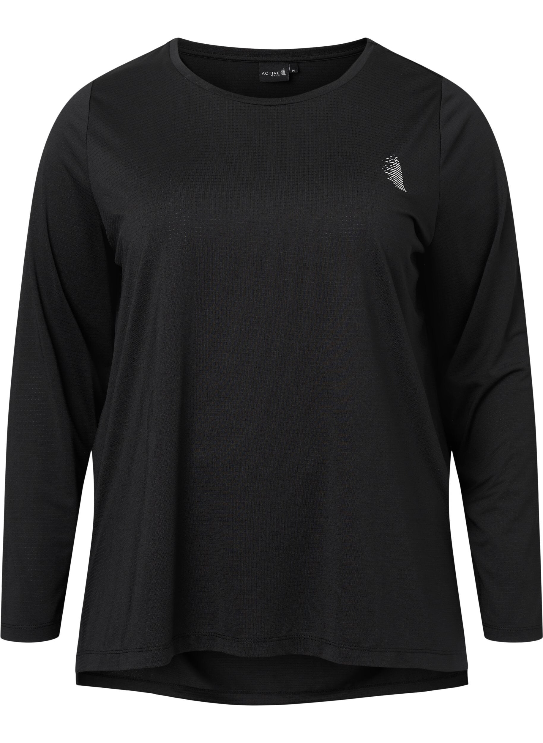 Zizzi Lang&auml;rmlige Trainingsbluse mit Struktur, Black, Packshot image number 0