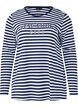 Gestreifte Bluse mit Motiv, White w.Navy Stripe, Packshot image number 0