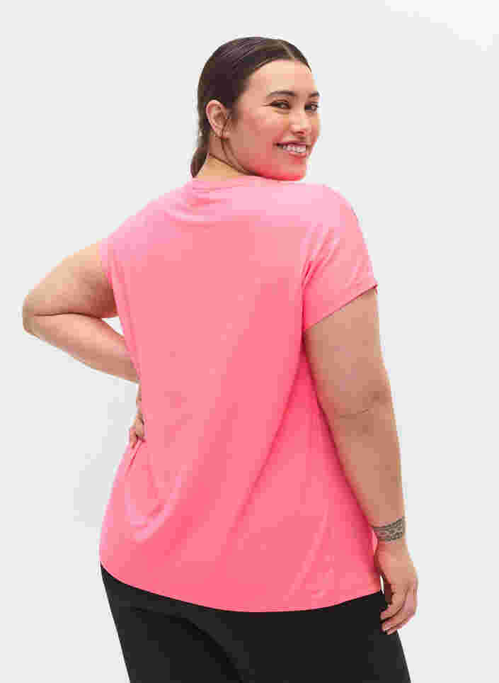 Einfarbiges Trainings-T-Shirt, Neon pink, Model image number 2
