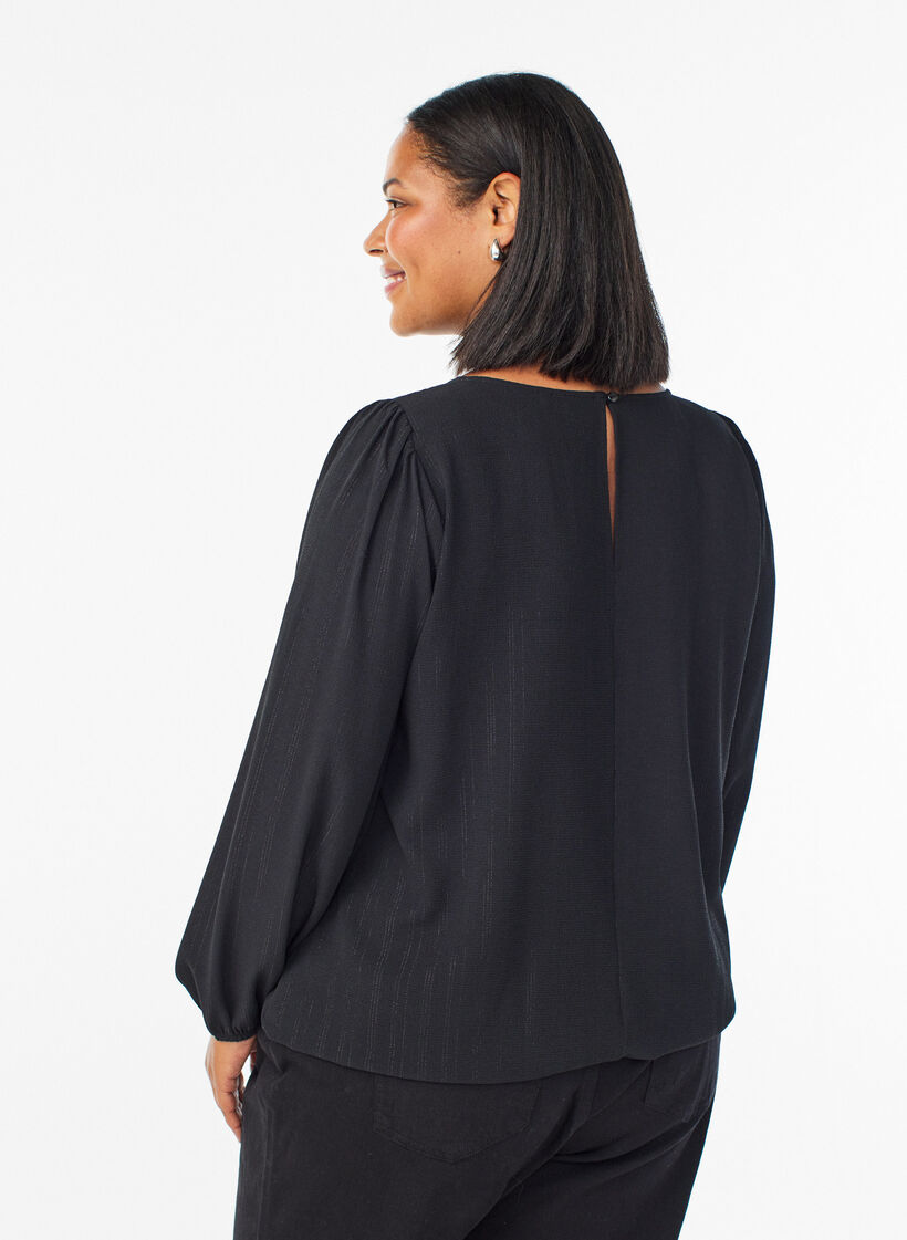 Bluse mit Silberglitzer, Schwarz, Model image number 2