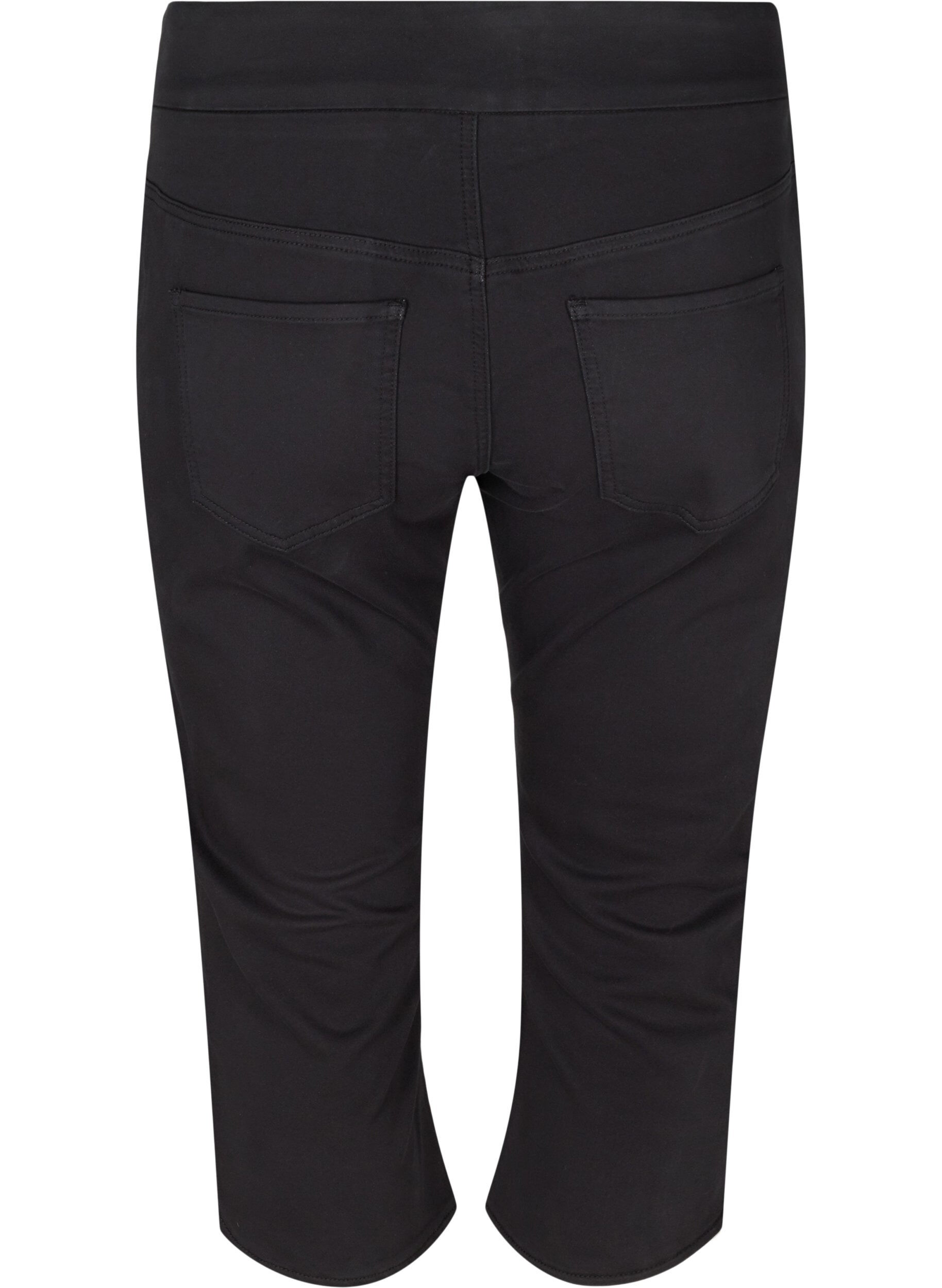 Zizzi Eng anliegende Caprihose aus einer Baumwollmischung, Black, Packshot image number 1